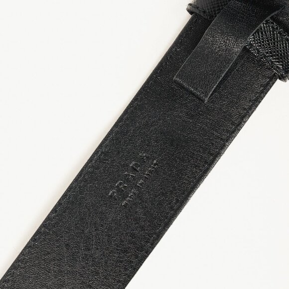 Prada Black Saffiano-Leather Logo-Buckle Belt - Picture 6 of 7